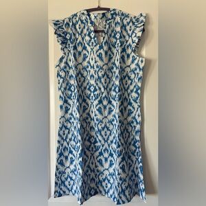 Blue and White Patterned Dress